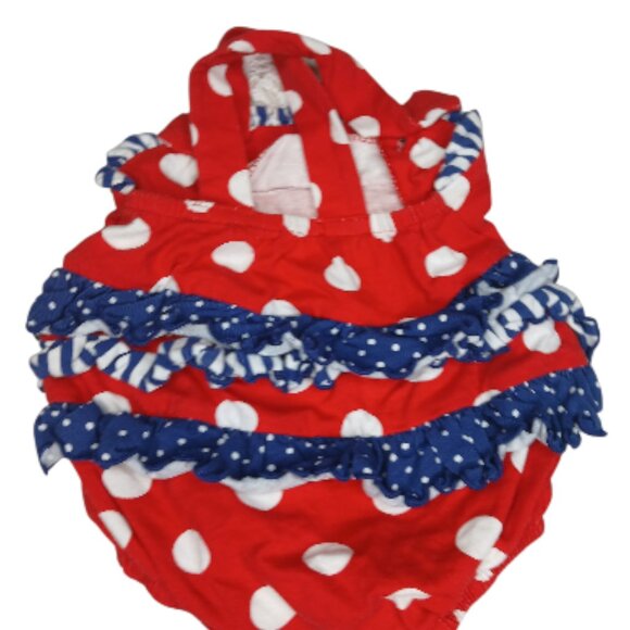 RicRac & Ruffles 3–6M Patriotic Polka Dot Bubble Romper, Fourth of July Outfit - Picture 2 of 5